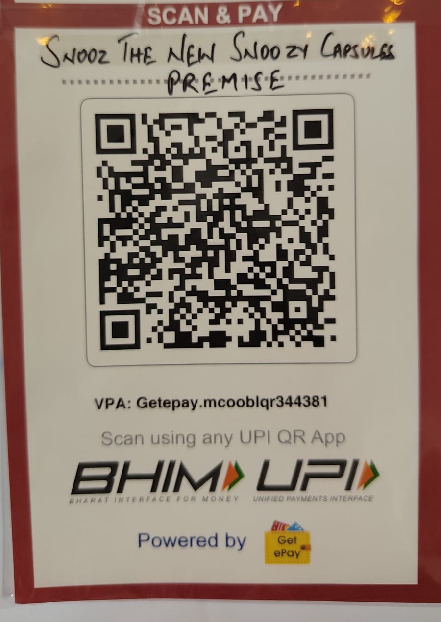 UPI payment QR code for SNOOZ — The New Snoozy Capsules Premise